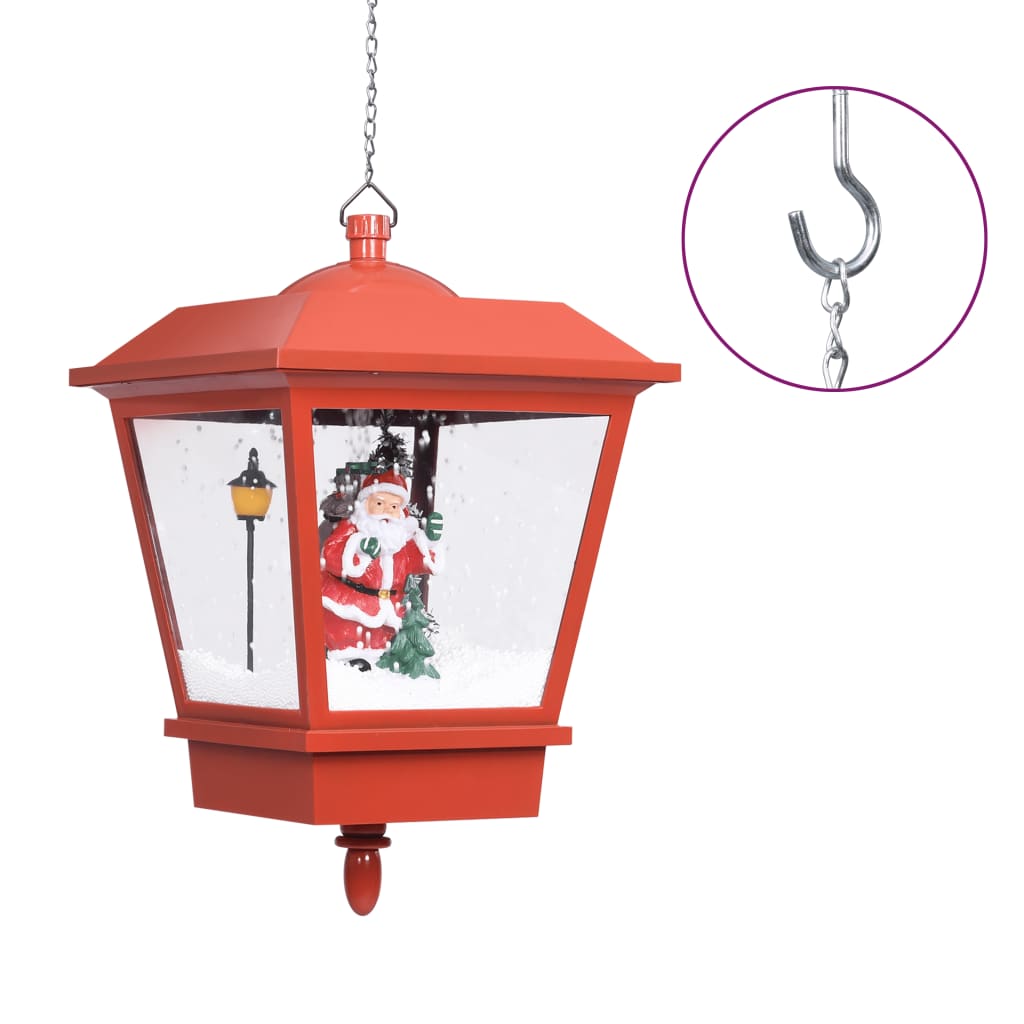 Vánoční Závěsná Lampa Led Světlo A Santa Červená 27X27X45 Cm