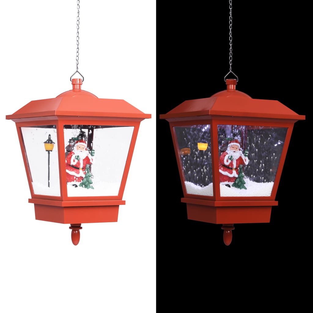 Vánoční Závěsná Lampa Led Světlo A Santa Červená 27X27X45 Cm