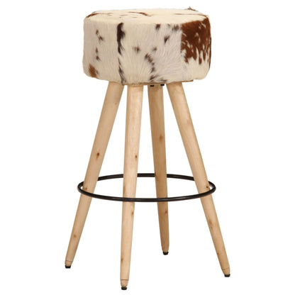 Barové Stoličky 2 Ks Hnědé Hrubé Mangovníkové Dřevo Pravá Kůže