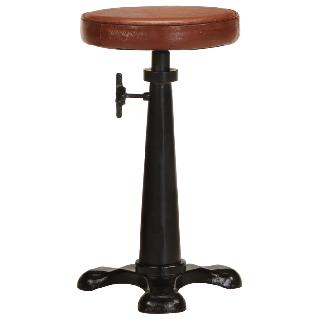 Barové Stoličky 2 Ks Hnědé Pravá Kůže A Litina