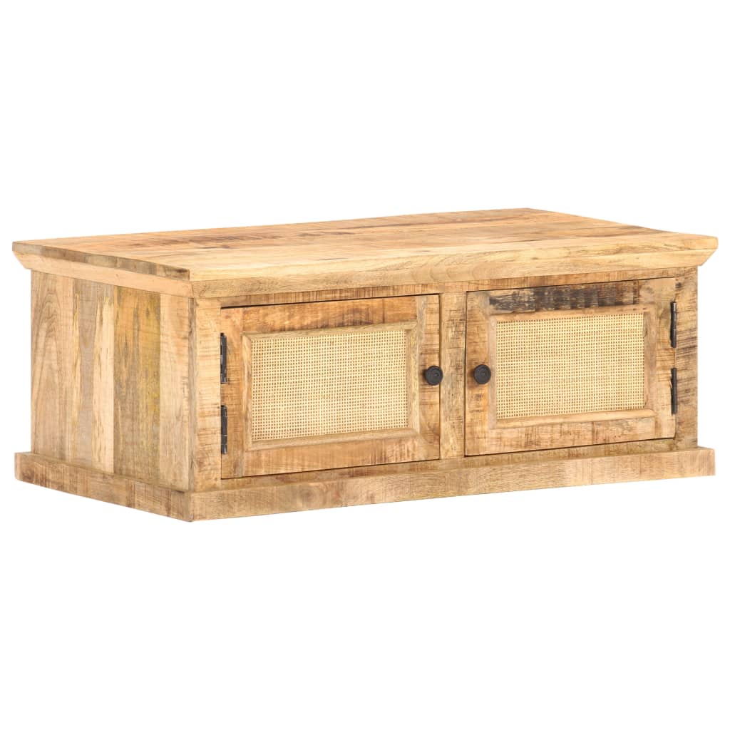 Konferenční Stolek 90X50X35 Cm Masivní Mangovník Přírodní Rákos
