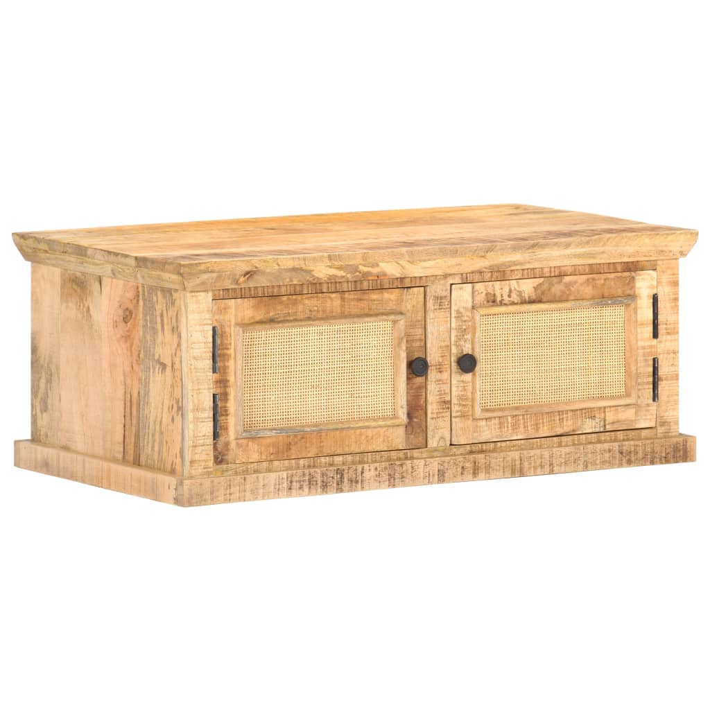 Konferenční Stolek 90X50X35 Cm Masivní Mangovník Přírodní Rákos