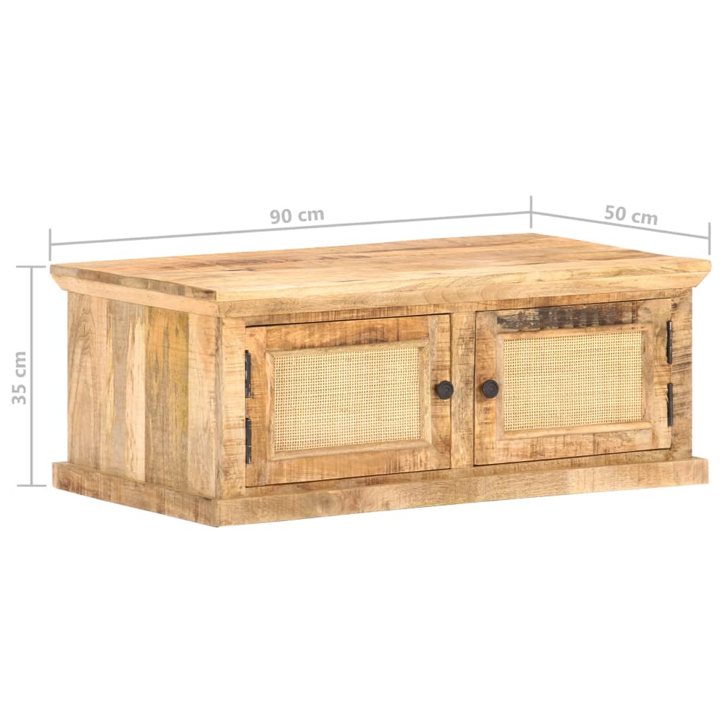 Konferenční Stolek 90X50X35 Cm Masivní Mangovník Přírodní Rákos