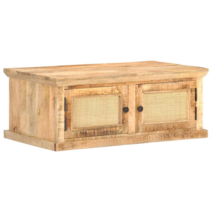 Konferenční Stolek 90X50X35 Cm Masivní Mangovník Přírodní Rákos