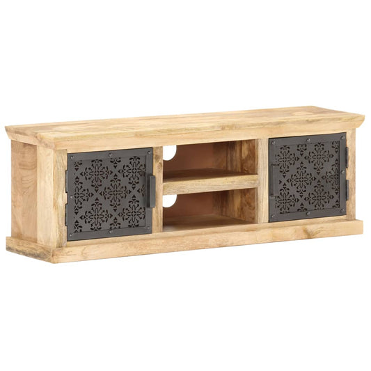 Tv Stolek S Ocelovými Dvířky 120 X 30 X 40 Cm Masivní Mangovník