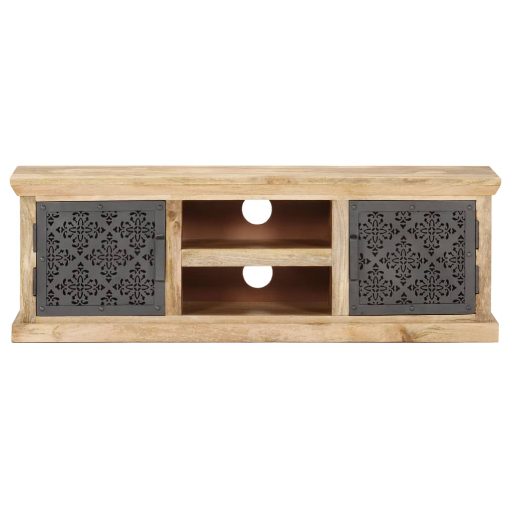 Tv Stolek S Ocelovými Dvířky 120 X 30 X 40 Cm Masivní Mangovník