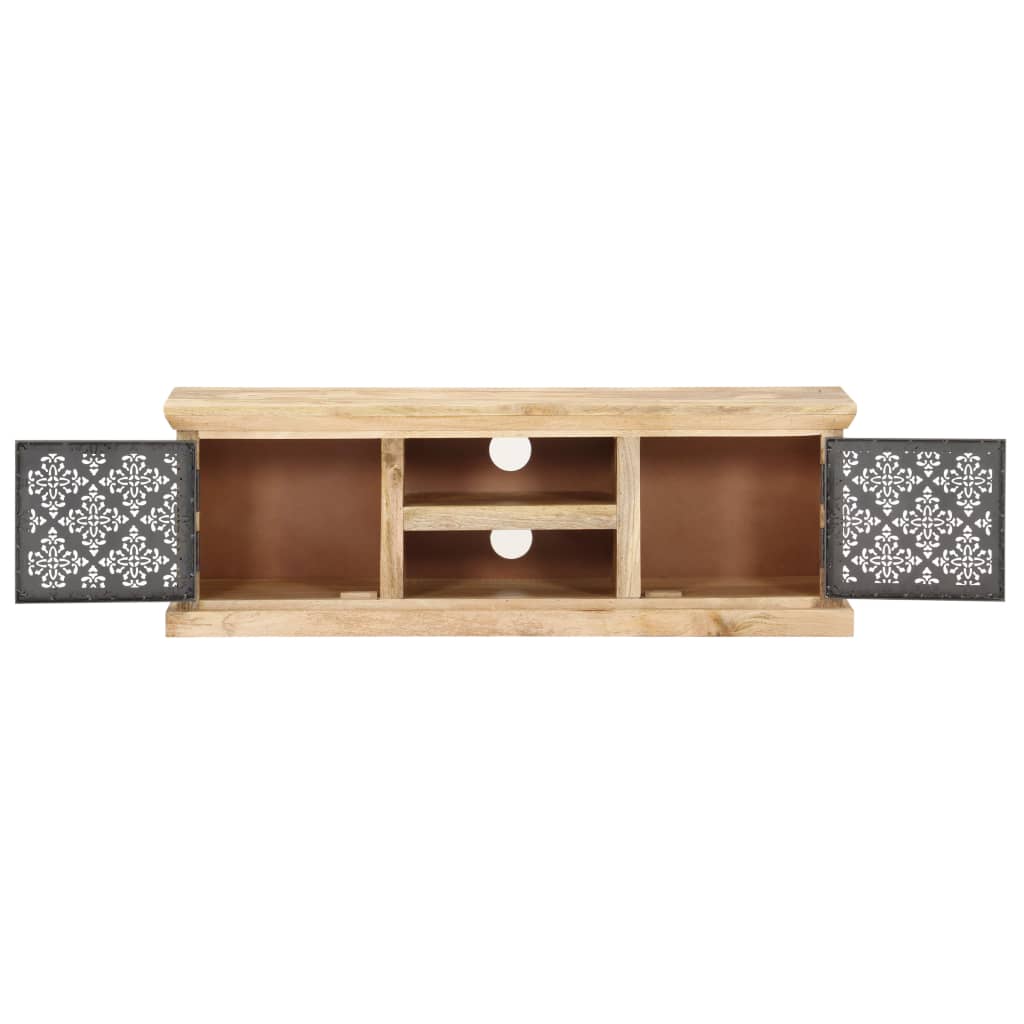 Tv Stolek S Ocelovými Dvířky 120 X 30 X 40 Cm Masivní Mangovník