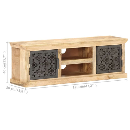 Tv Stolek S Ocelovými Dvířky 120 X 30 X 40 Cm Masivní Mangovník