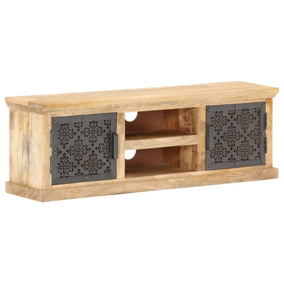Tv Stolek S Ocelovými Dvířky 120 X 30 X 40 Cm Masivní Mangovník