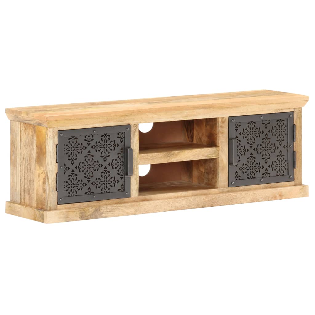 Tv Stolek S Ocelovými Dvířky 120 X 30 X 40 Cm Masivní Mangovník