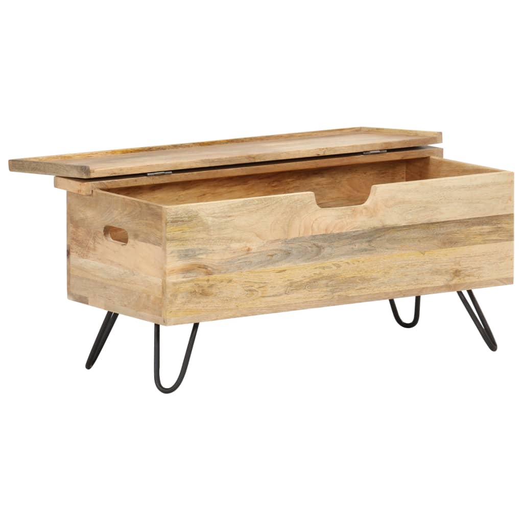 Úložná Truhla 90 X 40 X 45 Cm Masivní Mangovníkové Dřevo