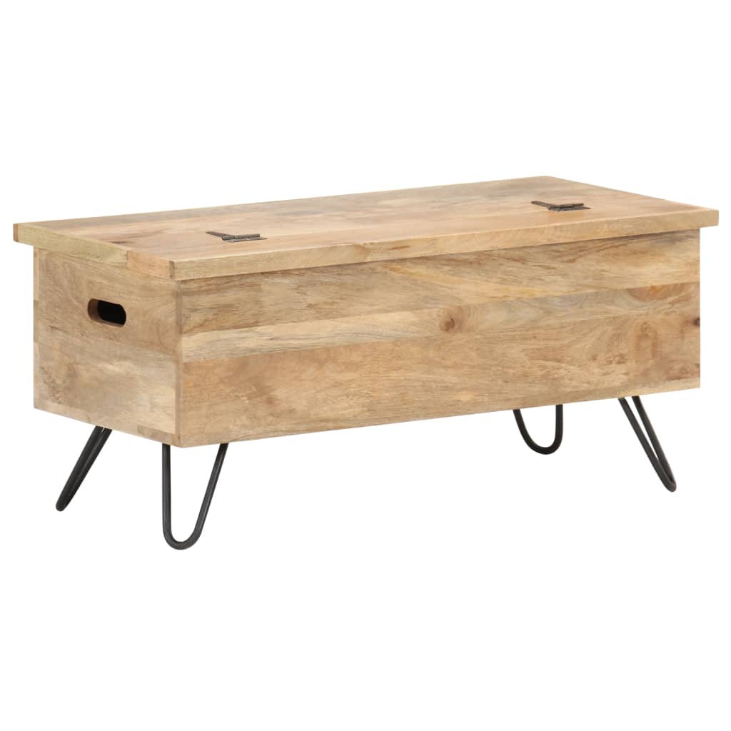 Úložná Truhla 90 X 40 X 45 Cm Masivní Mangovníkové Dřevo