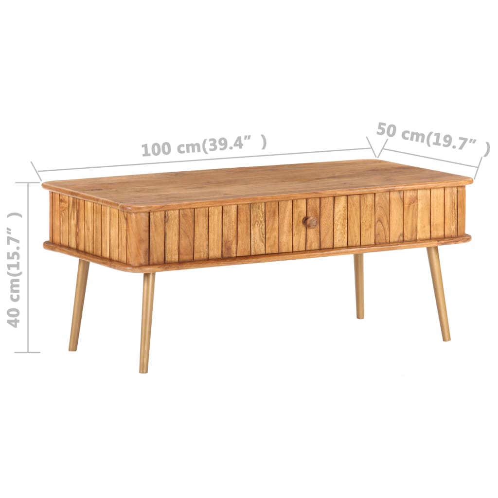 Konferenční Stolek 100 X 50 X 40 Cm Masivní Akáciové Dřevo