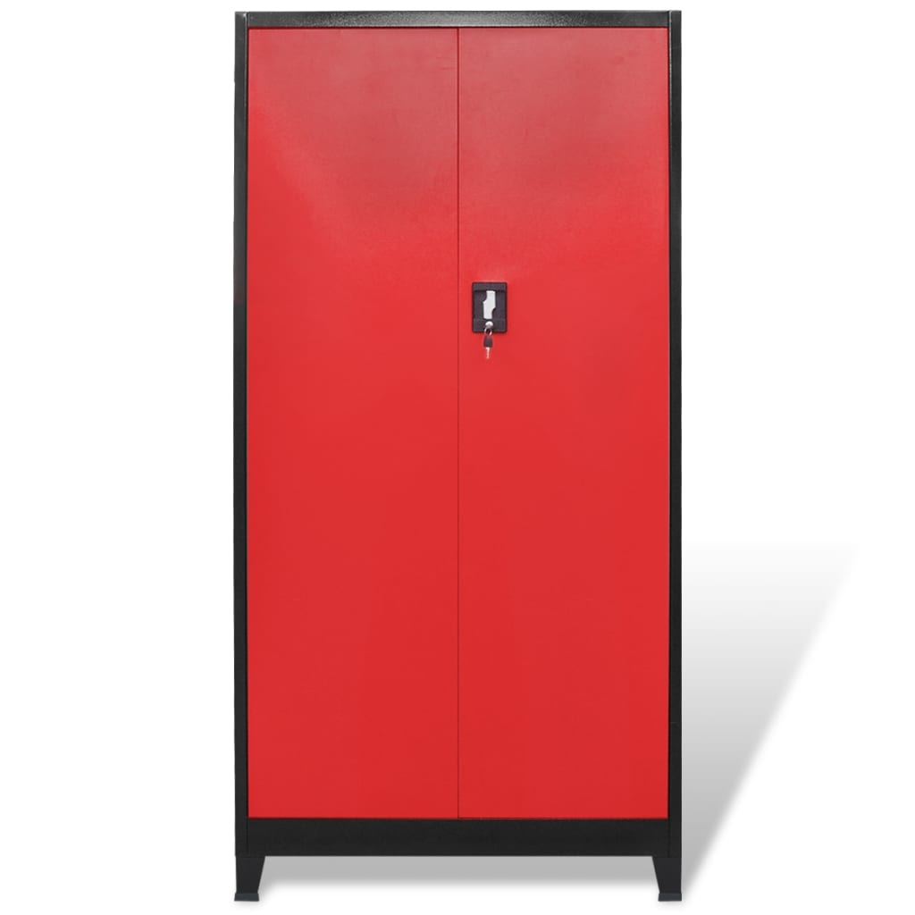 Dílenská Skříň S Boxem Na Nářadí Ocel 90X40X180 Cm Červenočerná