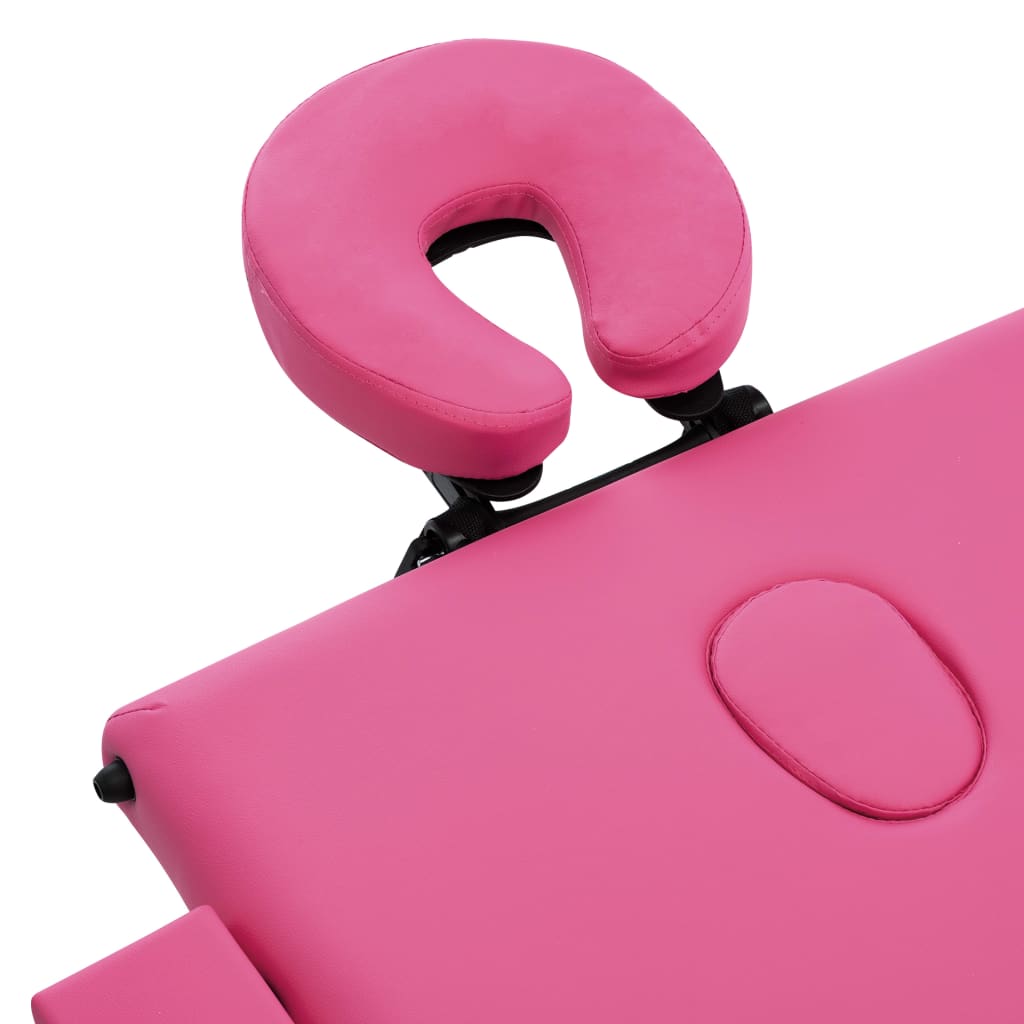 Skládací Masážní Stůl 3 Zóny Hliník Růžový