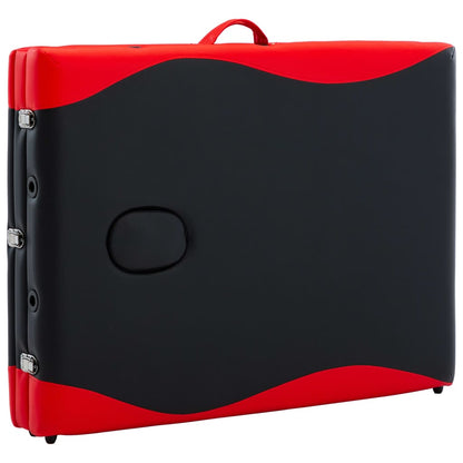Skládací Masážní Stůl 3 Zóny Dřevěný Černý A Červený