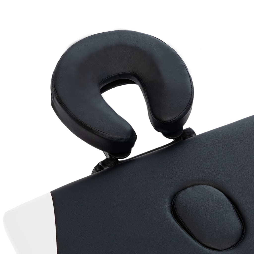 Skládací Masážní Stůl Se 2 Zónami Hliník Černý A Bílý