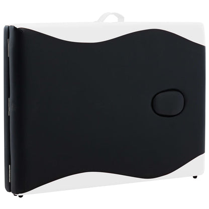 Skládací Masážní Stůl Se 2 Zónami Hliník Černý A Bílý