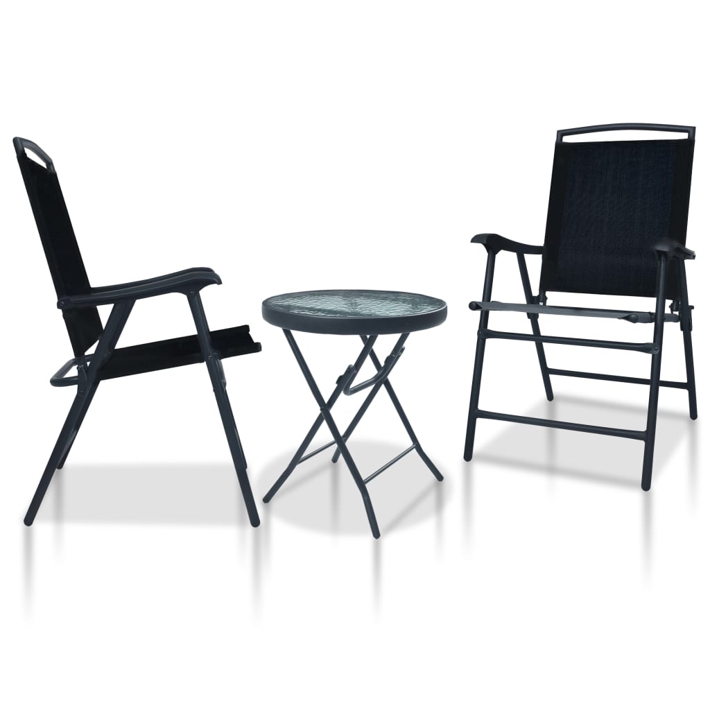 3Dílný Bistro Set Černý Ocel
