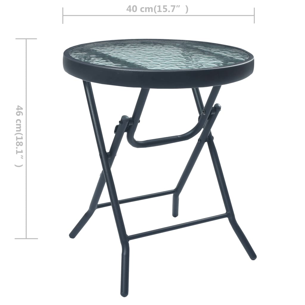 3Dílný Bistro Set Černý Ocel