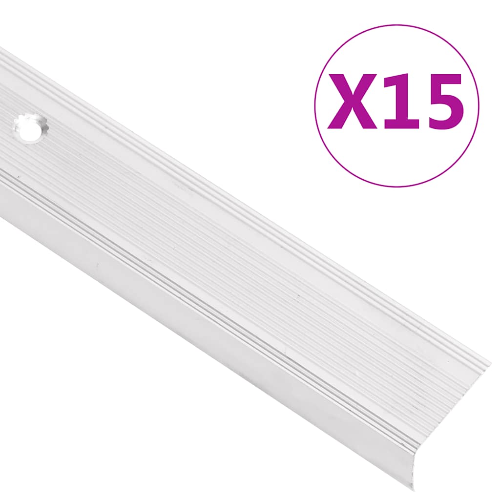 Schodové Hrany Ve Tvaru L 15 Ks Hliník 90 Cm Stříbrné
