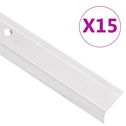Schodové Hrany Ve Tvaru L 15 Ks Hliník 90 Cm Stříbrné