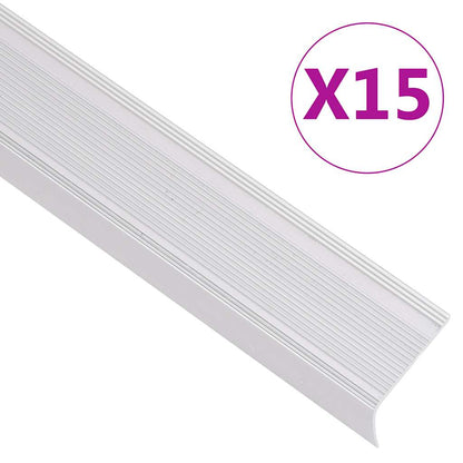 Schodové Hrany Ve Tvaru L 15 Ks Hliník 90 Cm Stříbrné