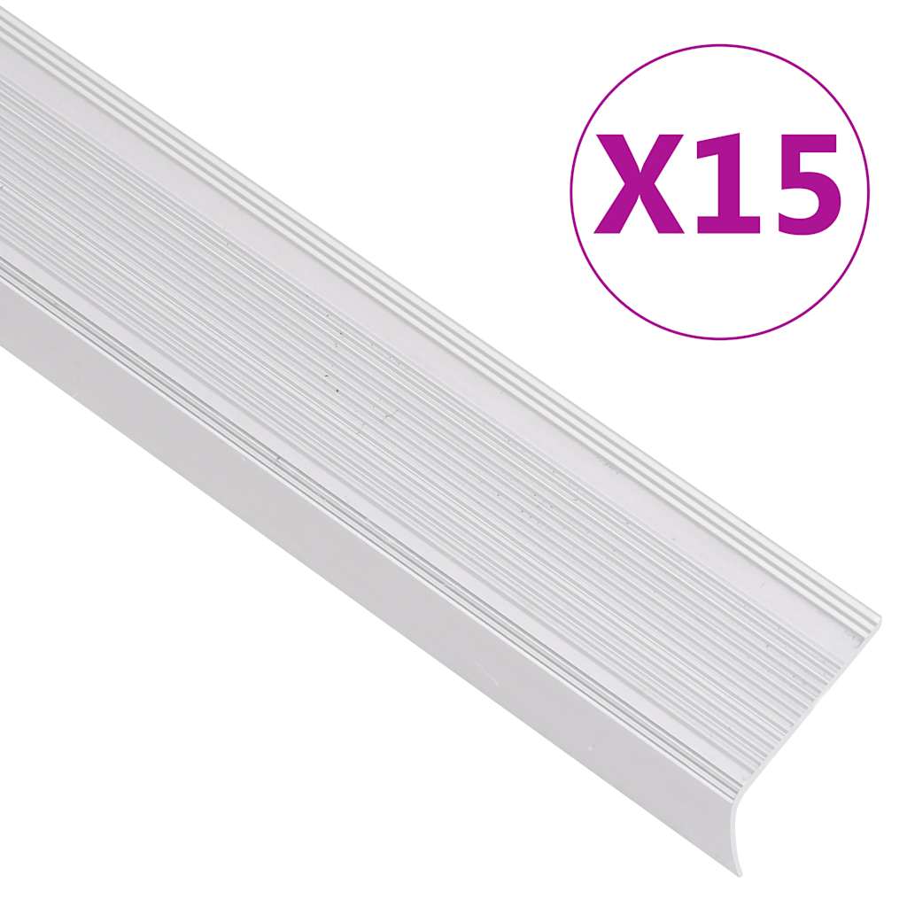 Schodové Hrany Ve Tvaru L 15 Ks Hliník 90 Cm Stříbrné