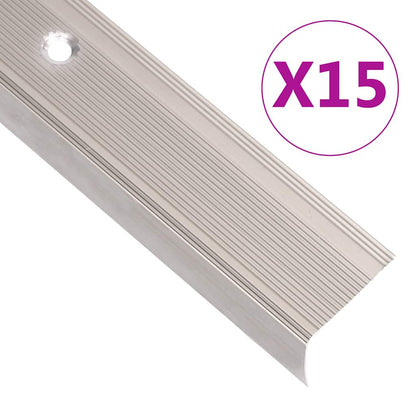 Schodové Hrany Ve Tvaru L 15 Ks Hliník 90 Cm Stříbrné