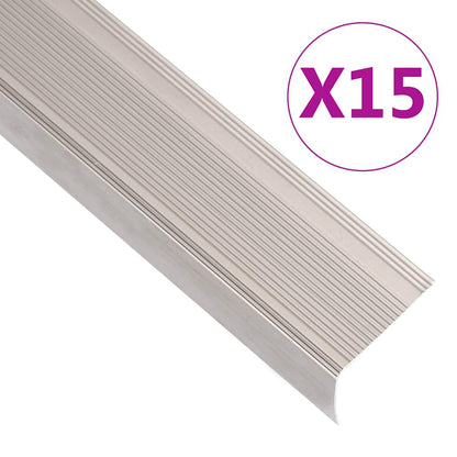 Schodové Hrany Ve Tvaru L 15 Ks Hliník 90 Cm Stříbrné