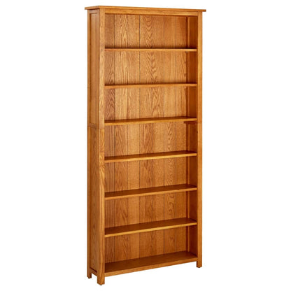 Knihovna Se 6 Policemi 80 X 22,5 X 180 Cm Masivní Dubové Dřevo
