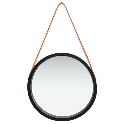 Nástěnné Zrcadlo S Popruhem 40 Cm Černé