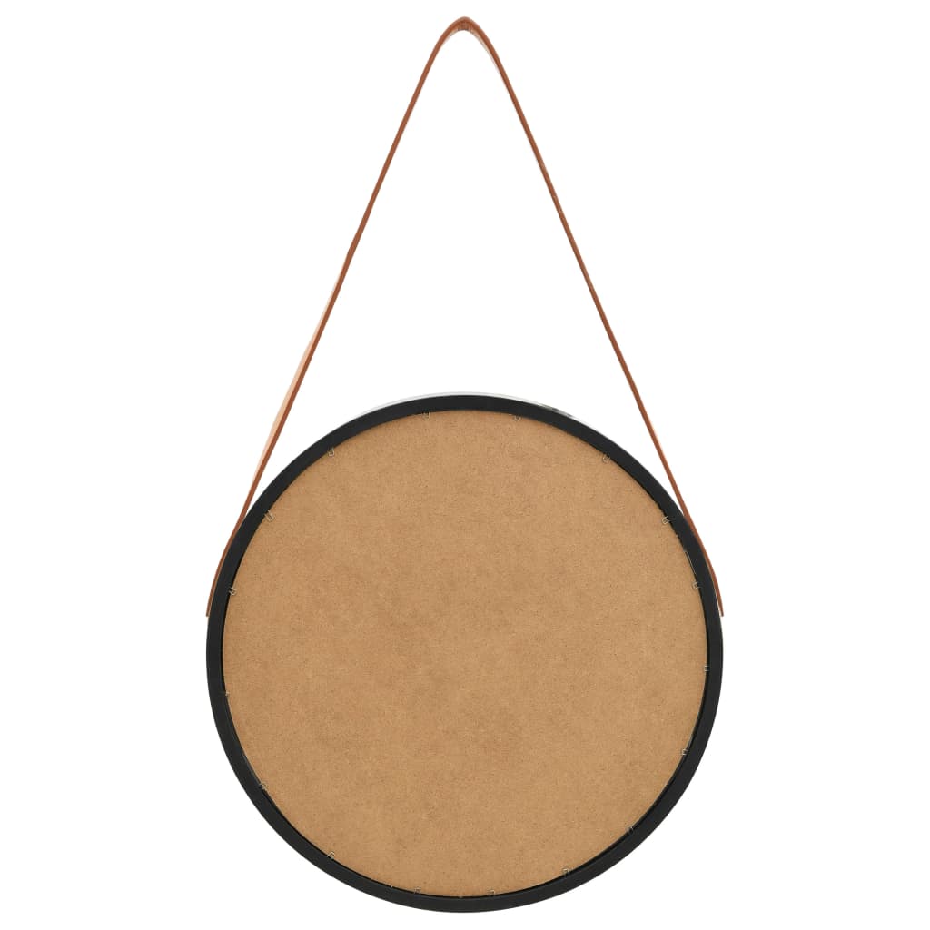 Nástěnné Zrcadlo S Popruhem 40 Cm Černé