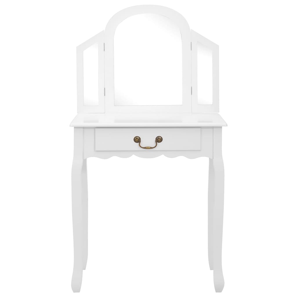 Toaletní Stolek Se Stoličkou Bílý 65X36X128 Cm Pavlovnia Mdf