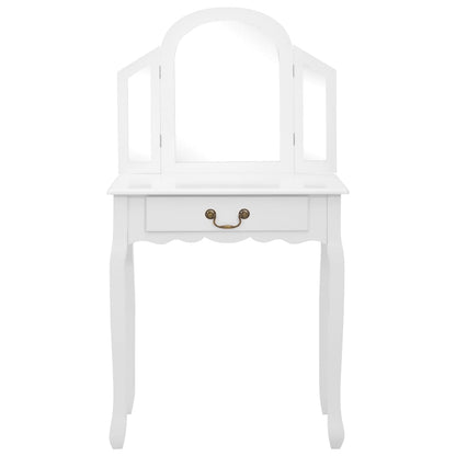 Toaletní Stolek Se Stoličkou Bílý 65X36X128 Cm Pavlovnia Mdf