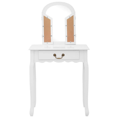 Toaletní Stolek Se Stoličkou Bílý 65X36X128 Cm Pavlovnia Mdf