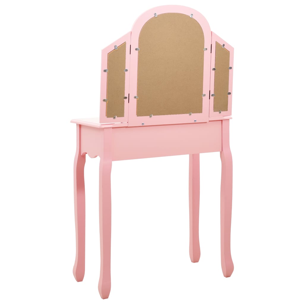 Toaletní Stolek Se Stoličkou Růžový 65X36X128 Cm Pavlovnia Mdf