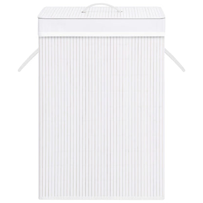 Bambusový Koš Na Prádlo Se 2 Přihrádkami Bílý 72 L