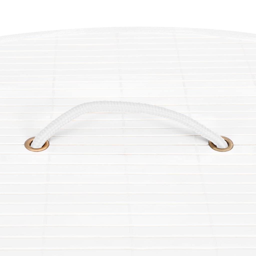 Rohový Bambusový Koš Na Prádlo Bílý 60 L