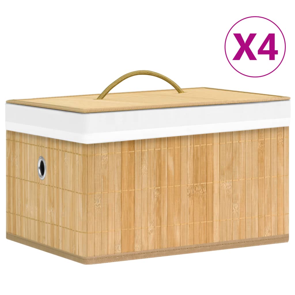 Bambusové Úložné Boxy 4 Ks Černé