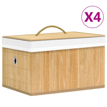 Bambusové Úložné Boxy 4 Ks Černé