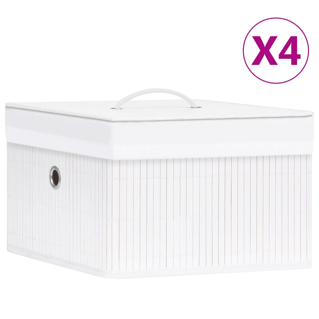 Bambusové Úložné Boxy 4 Ks Černé