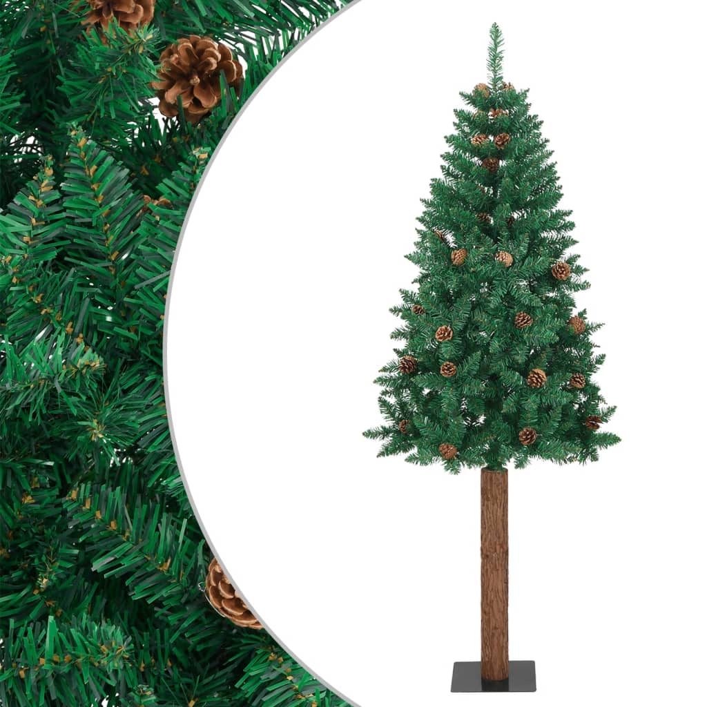 Úzký Vánoční Stromek Pravé Dřevo A Bílý Sníh Zelený 210 Cm