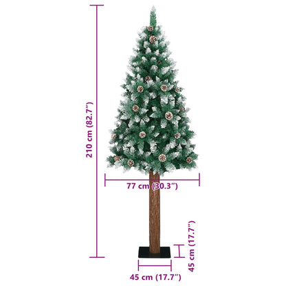 Úzký Vánoční Stromek Pravé Dřevo A Bílý Sníh Zelený 210 Cm