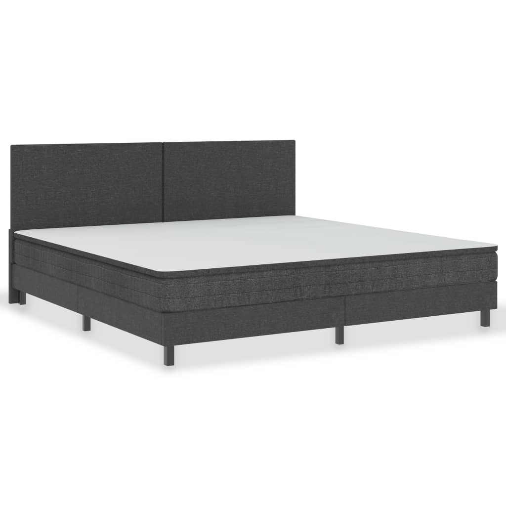 Postel Boxspring Tmavě Šedá Textil 200 X 200 Cm