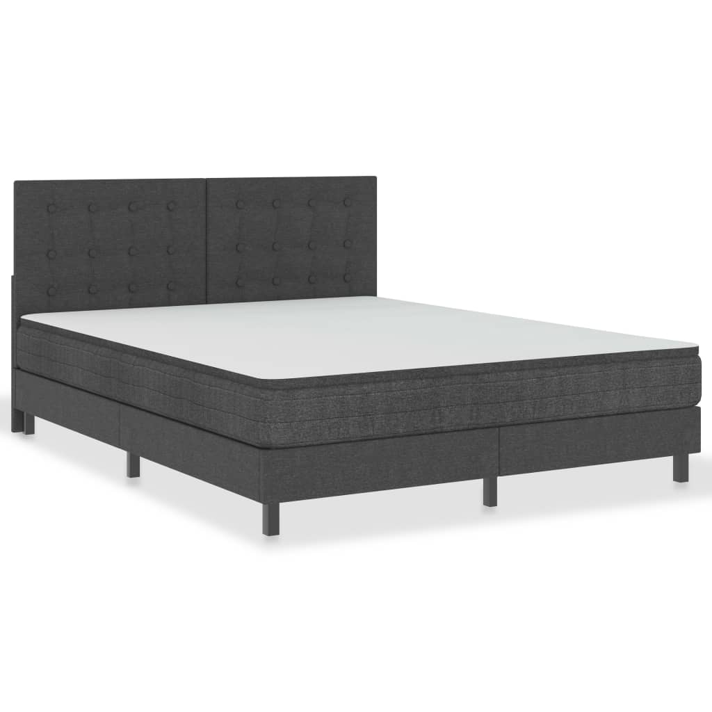 Postel Boxspring Tmavě Šedá Textil 180 X 200 Cm