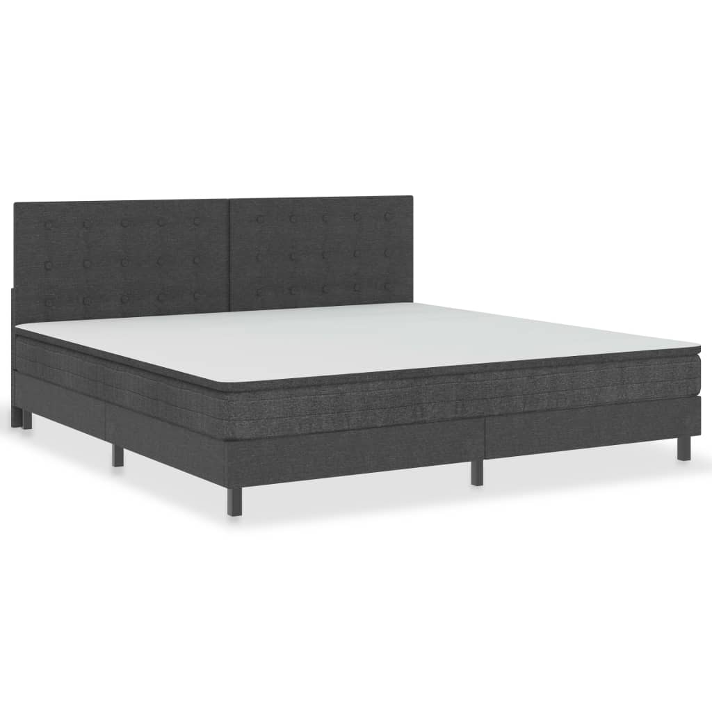 Postel Boxspring Tmavě Šedá Textil 200 X 200 Cm