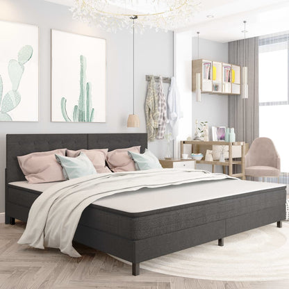 Postel Boxspring Tmavě Šedá Textil 200 X 200 Cm