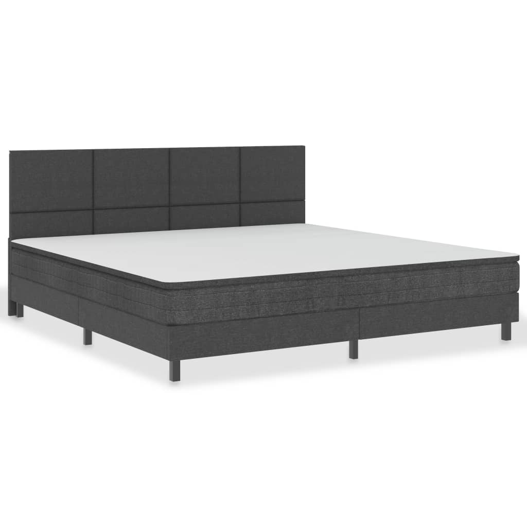 Postel Boxspring Tmavě Šedá Textil 200 X 200 Cm