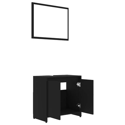 Set Koupelnového Nábytku Černý Dřevotříska